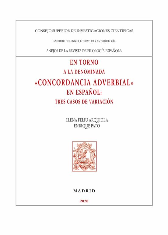 Imagen de portada del libro En torno a la denominada "concordancia adverbial" en español
