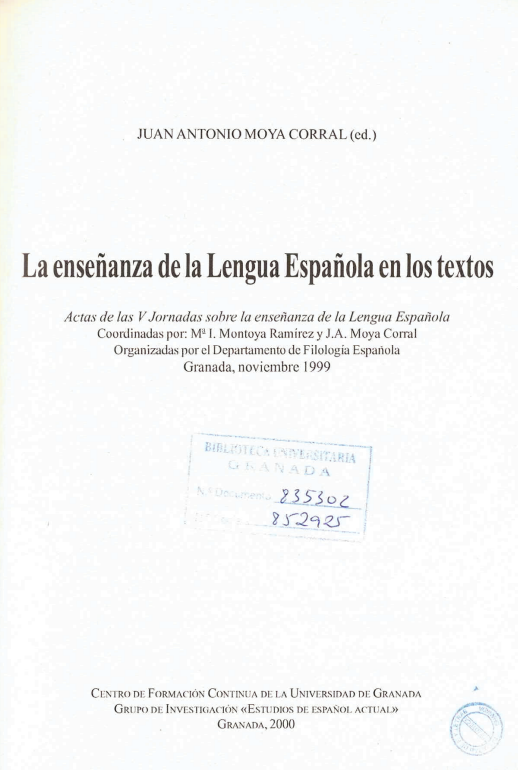 Imagen de portada del libro La enseñanza de la lengua española en los textos